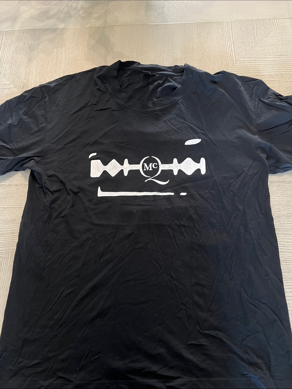 McQ by Alexander McQueen Black T-Shirt with White Razor Blade Graphic
